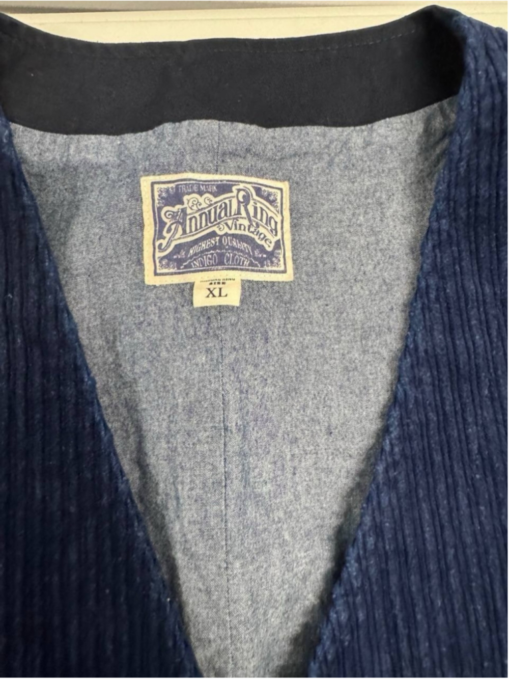 Annual Ring 1920s Indigo Corduroy Work Vest Navy Color Size L - Picture 11 of 14